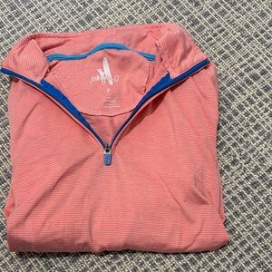 Johnnie-O Coral and Royal Blue Quarter-Zip Pullover